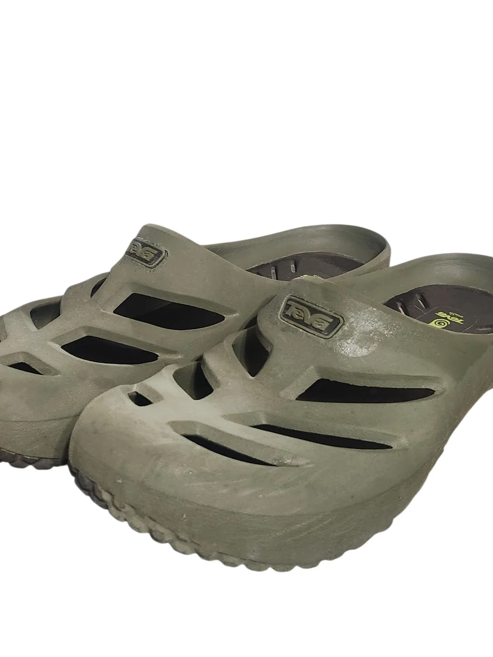 Teva Green Sandals Clogs Rubber Mens Size 12 Slip On Slide Waterproof Shoes